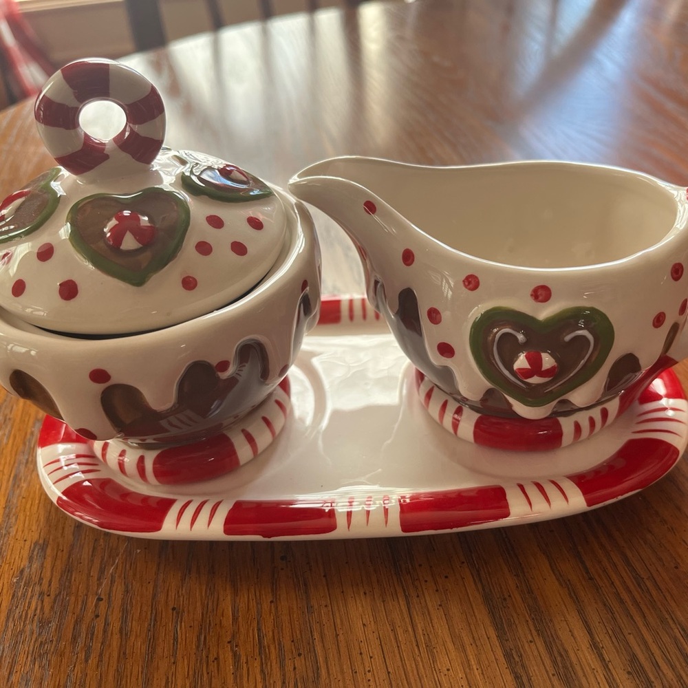 BLUE SKY 2020 CLAYWORK HEATHER GOLDMINC GINGERBREAD CHRISTMAS CREAM SUGAR TRAY